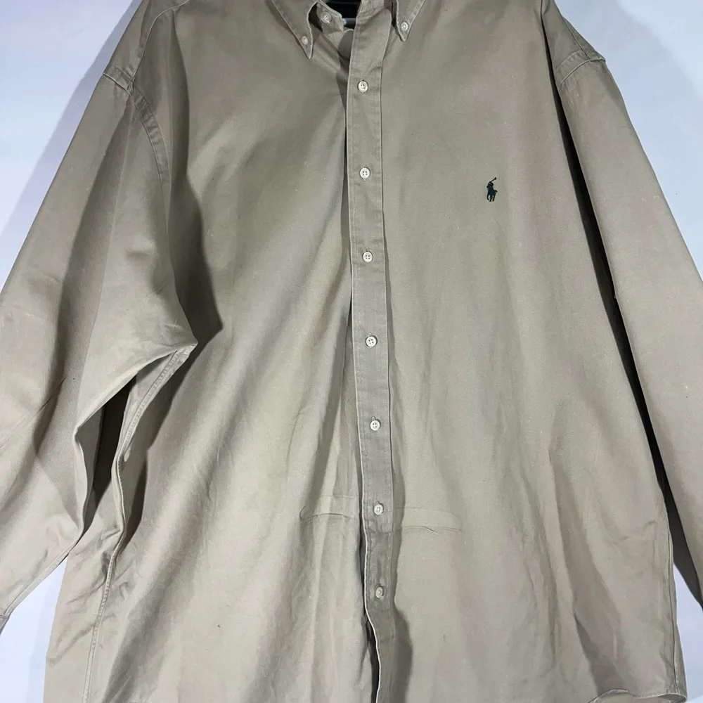 RALPH LAUREN BUTTON DOWN LONG SLEEVE SHIRT‎ 100% COTTON 2X BIG/TALL KHAKI PREOWN